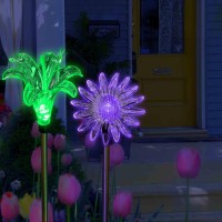 Unique Gadgets & Toys Solar Powered Lily Flower Garden Stake Pathway Color Change Lights (Set Of 2)