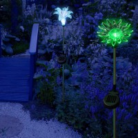 Unique Gadgets & Toys Solar Powered Lily Flower Garden Stake Pathway Color Change Lights (Set Of 2)