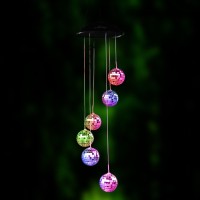 Lainin Color Changing Solar Wind Spinner Disco Ball Shape Solar Wind Chime Night Light For Home Outdoor Garden Ligting D�Cor