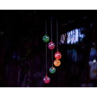 Lainin Color Changing Solar Wind Spinner Disco Ball Shape Solar Wind Chime Night Light For Home Outdoor Garden Ligting D�Cor