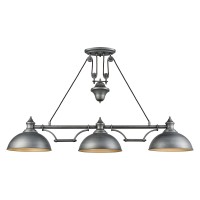 Farmhouse 56'' Wide 3-Light Linear Chandelier - Weathered Zinc