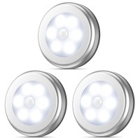 Amir Upgraded Motion Sensor Light, Stick-Anywhere Cordless Battery-Powered Led Night Light, Closet Lights, Stair Lights, Safe Lights For Hallway, Bathroom, Bedroom, Kitchen (White - Pack Of 3)