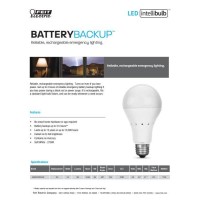 Feit Electric Intellibulb - Battery Backup Led Bulb, Soft White 40W Equiv A21 (A800/827/Bat/Ledi)