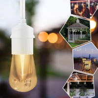 Enbrighten Premium Warm White String Lights 48Ft White Cord 24 Shatterproof Acrylic Bulbs Weatherproof Outdoor String Lights