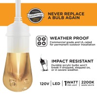 Enbrighten Premium Warm White String Lights 48Ft White Cord 24 Shatterproof Acrylic Bulbs Weatherproof Outdoor String Lights