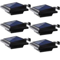 Uniquefire Outdoor Solar Gutter Lights, 40 Leds Outdoor Solar Fence Lights Outdoor Waterproof Security Lamps For Eaves Garden Landscape Walkway (6Pcs Black,Warm Light)