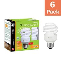 Xtricity Compact Fluorescent Light Bulb T2 Spiral Cfl, 2700K Soft White, 9W (40 Watt Equivalent), 540 Lumens, E26 Medium Base, 120V, Ul Listed (Pack Of 6)