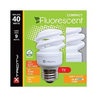 Xtricity Compact Fluorescent Light Bulb T2 Spiral Cfl, 2700K Soft White, 9W (40 Watt Equivalent), 540 Lumens, E26 Medium Base, 120V, Ul Listed (Pack Of 6)