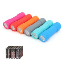 Everbrite 9-Led Flashlight 6-Pack Compact Handheld Torch Assorted Colors With Lanyard 3Aaa Battery Included (Hurricane Supplies, Camping)