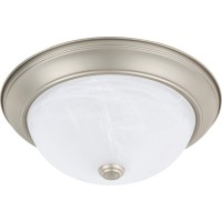 Homeplace Lighting 219022Mn Bates Traditional White Faux Alabaster Glass Bowl Flush Mount Ceiling Light, 2-Light 120 Total Watts, 5