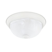 Homeplace Lighting 219021Mw Bates Traditional White Faux Alabaster Glass Bowl Flush Mount Ceiling Light, 2-Light 120 Total Watts, 5