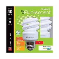 Xtricity Compact Fluorescent Light Bulb T2 Spiral Cfl, 5000K Daylight, 9W (40 Watt Equivalent), 540 Lumens, E26 Medium Base, 120V, Ul Listed (Pack Of 4)