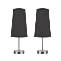 Aspen Creative 40084-3, 2-Pack Set-1 Light Candlestick Table Lamp, Contemporary Design In Satin Nickel, 14 1/4