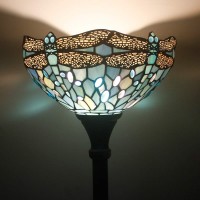 WERFACTORY Sea Blue Dragonfly Tiffany Lamp Shade 12x6 Inch