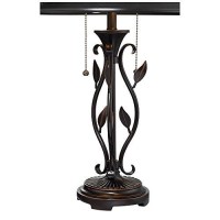 Feuille Rustic Farmhouse Vintage Style Table Lamp Dark Brown Metal Openwork Leaf Accents Mica Cone Shade Decor For Living Room Bedroom House Bedside Nightstand Home Family - Franklin Iron Works