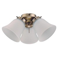 Westinghouse Lighting 7784800 Three Led Cluster Ceiling Fan Light Kit, Antique Brass Finish With Frosted Ribbed Glass, 1 Pack, White