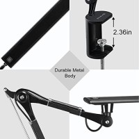 Phive Led Desk Lamp, Architect Task Lamp, Metal Swing Arm Dimmable Drafting Table Lamp With Clamp (Touch Control, Eye-Care Technology, Highly Adjustable Office, Craft, Studio, Workbench Light) Black