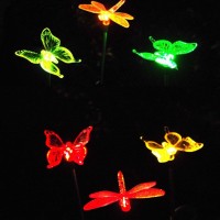 Solar Garden Stake Light-Quansheng Hummingbird Butterfly Dragonfly Solar Light,Outdoor Multi-Color Changing Led Light(3 Pack)