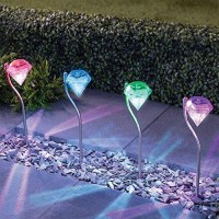 Solar Lights Outdoor - Adecorty Garden Lights Color Changing Solar Garden Stake Lights For Garden Path Walkway Patio Lawn Yard Christmas Halloween Decorations Outdoor, 4 Pack