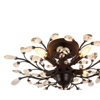 Seollight Vintage Crystal Branch Close To Ceiling Light Fixture Black Chandelier Flush Mount With 4 Light 160W 245 Dia