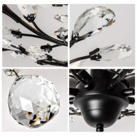 Seollight Vintage Crystal Branch Close To Ceiling Light Fixture Black Chandelier Flush Mount With 4 Light 160W 245 Dia