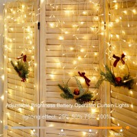 Battery Operated Curtain String Lights 98Ft 98Ft 300 Led Battery Curtain Lights With Remote Timer 8 Modes Waterproof Curtain