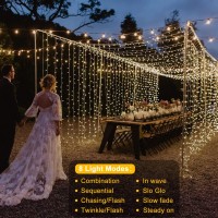 Battery Operated Curtain String Lights 98Ft 98Ft 300 Led Battery Curtain Lights With Remote Timer 8 Modes Waterproof Curtain