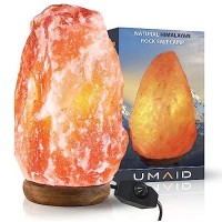 Umaid Himalayan Salt Lamp 8-10 Inch (7-11 Lb), Salt Rock Lamp Includes Dimmable Switch & Night Light Bulb On Handcrafted Wooden Base, Himalayan Pink Salt Lamp Is Made With Natural Himalayan Rock Salt