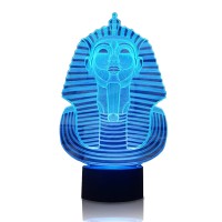 Pharaoh 3D Night Light Lamp - Optical Illusion Lamp Egyptian Decor Led Light 3D Hologram Projector - 7 Color Changing Lamp With Small Touch Lamp - Small Table Lamp 3D Sphinx Party Decor For Boys Girls