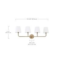 Capital Lighting 119341Ad674 Dawson Decorative White Fabric Staystraight Shade Bath Vanity Wall Mount 4Light 240 Total Watts