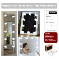 Waneway Vanity Lights For Mirror, Diy Hollywood Lighted Makeup Mirror With Plug In Dimmable Lights, Stick On Led Mirror Light Kit For Vanity Set, For Bathroom Wall Mirror, 10-Bulb