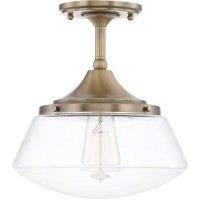 Capital Lighting 3533Ad-134 Schoolhouse Clear Glass Semi Flush Ceiling Light Fixture, 1-Light 75 Watt, 12