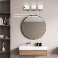 Design House 578005 Dove Creek Vanity Light Dimmable With Frosted Glass For Above Bathroom Mirror 3 Satin Nickel