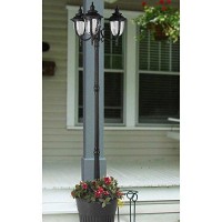 Sun-Ray 312010 Hannah Three Head Solar Lamp Post And Planter, 7 Ft, Black