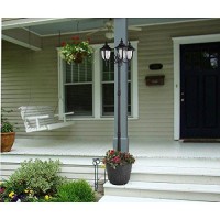 Sun-Ray 312010 Hannah Three Head Solar Lamp Post And Planter, 7 Ft, Black