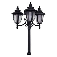 Sun-Ray 312010 Hannah Three Head Solar Lamp Post And Planter, 7 Ft, Black