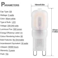 Velouer G9 Led Bulb Dimmable 3W, 25W Halogen Equivalent, 3000K Soft Warm White, 120V No-Flicker, Chandelier Lighting 270Lm (10 Pack)