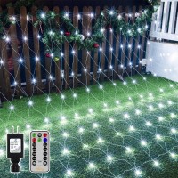 Ollny Net Lights Outdoor Mesh Lights Ip67 Waterproof, 200Led 9.8X6.6Ft Cool White Christmas Net Lights, Connectable Remote 8 Modes Tree Lights For Bushes Shrubs Lawn Indoor Decorations