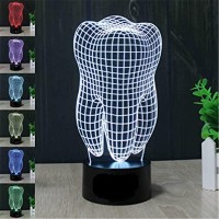 Tooth Shape 3D Illusion Led Table Lamp Nightlight Novelty Design Colorful Table Touch Lamp Gift For Dentist