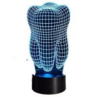 Tooth Shape 3D Illusion Led Table Lamp Nightlight Novelty Design Colorful Table Touch Lamp Gift For Dentist