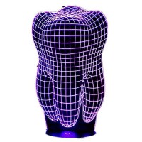 Tooth Shape 3D Illusion Led Table Lamp Nightlight Novelty Design Colorful Table Touch Lamp Gift For Dentist