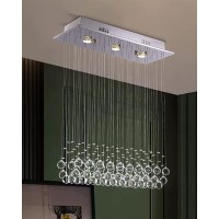 7Pm Modern Rectangle Crystal Chandeliers, Crystal Chandelier For Dining Room Chandelier Lighting Raindrop Chandelier Chrome Rectangular Light Fixture Crystal Chandelier For Kitchen Island, Room Decor