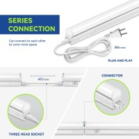 Monios-L Linkable Led Under Cabinet & Closet Led T5 Light Bar, 2Ft, 9W 800 Lumens, 4000K Daylight White, Plug And Play, 3 Pack