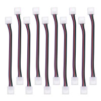 Jackyled 10-Pack 5050 3528 Rgb Led Light Strip Connectors 4-Pin 10Mm Wide Solderless Strip To Strip Jumper Extension Wire Angle Connector For Kitchen Cabinet Bedroom Diy Led Strip Project