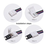 Jackyled 10-Pack 5050 3528 Rgb Led Light Strip Connectors 4-Pin 10Mm Wide Solderless Strip To Strip Jumper Extension Wire Angle Connector For Kitchen Cabinet Bedroom Diy Led Strip Project