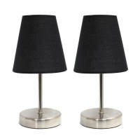 Sand Nickel Mini Basic Table Lamp With Fabric Shade 2 Pack Set