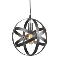 Axiland Industrial Metal Spherical Antique Silver Pendant Displays Changeable Hanging Lighting Fixture