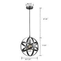 Axiland Industrial Metal Spherical Antique Silver Pendant Displays Changeable Hanging Lighting Fixture