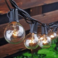 Goothy 50Ft Outdoor Globe String Lights G40 Patio Lights Outdoor Waterproof With 53 Clear Bulbs Hanging Indoor Porch String Li