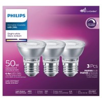 6W Par16 Medium Base Bright White Dimmable Led Light Bulbs - 3 Pack